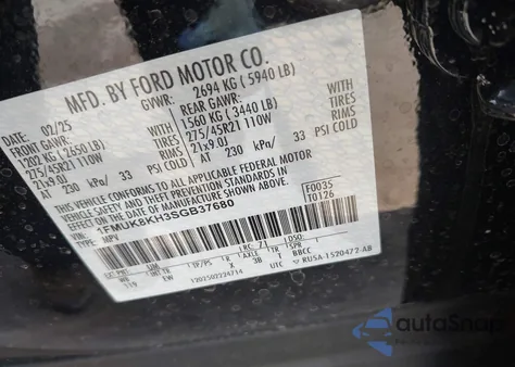 2025 Ford Explorer St-Line z USA, uszkodzony, nr VIN 1FMUK8KH3SGB37680